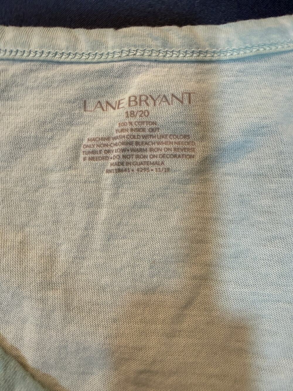 Lane Bryant V-Neck Ruched Side T-Shirt Women's 18/20 Light Mint Green EUC